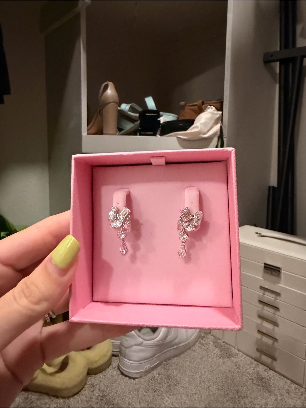 Swarovski Pink Boxed Crystal Drop Earrings